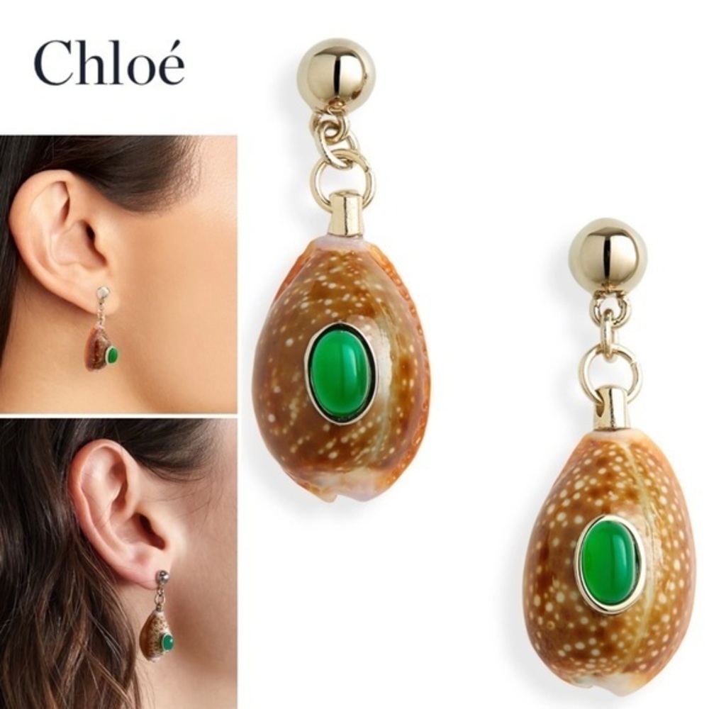 CHLOÉ Lyv gold-tone, shell and glass earrings 464$